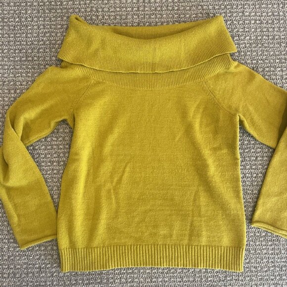 ANTHROPOLOGIE Sweater Womens Sz S Soft Shelby Off Shoulder Mustard Yellow Top - Picture 1 of 6